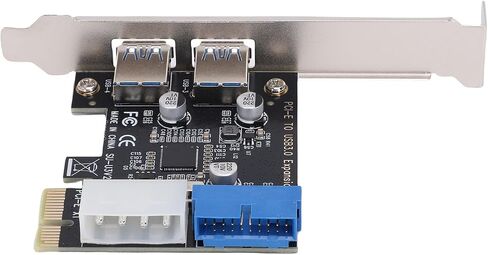 Asixxsix PCIE to USB 3.0 Expansion Card, 2 Ports 5Gbps USB A Interfaces with Internal 19 Pin Connector and 4Pin Power Interface, USB PCIE Card for Desktop PCs in Kuwait