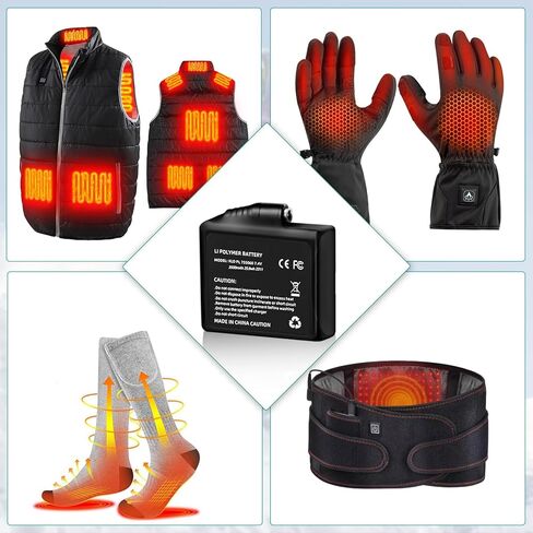 حزمة بطارية 3500 مللي أمبير 7.4 فولت مكونة من قطعتين، بطاريات للقفازات الساخنة، استبدال بطارية ليثيوم بوليمر قابلة لإعادة الشحن، جوارب، قبعات، قفازات، سترة، سترة، واقي يد، أحذية طويلة، قبعة، دعامات الركبة in Kuwait