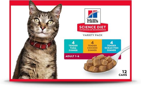 Hill's Science Diet طعام رطب للقطط البالغة، عشاء سمك المحيط الطري، 5.5 أونصة. علب، 24 علبة in Kuwait