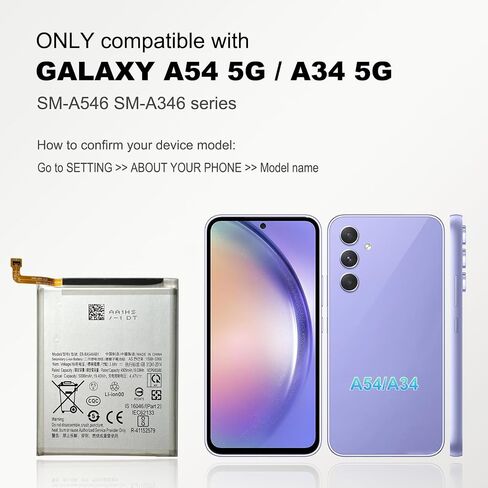 for Galaxy A54 5G / A34 5G Cellphone Battery Replacement Kit EB-BA546ABY, with Installation Guide & Repair Tools in Saudi Arabia