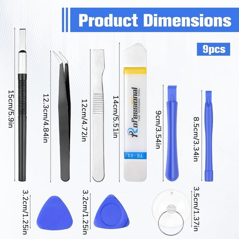 9 Pcs Mobile Cell Phone Repair Tools Kit, Professional Anti-Static Plastic and Metal Spudger Pry Opening Tool Set Phone Screen Repair Kit for Smartphone, Computer, Laptop, Tablet, Electronics in Saudi Arabia