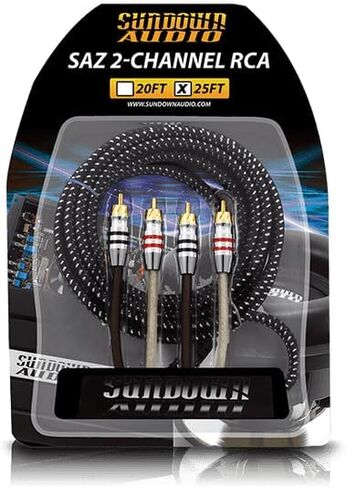 كابل إشارة Sundown Audio RCA-SAZ2CH25 Premium Mono RCA - زوج ملتوي بطول 25 قدمًا، نحاس OFC مزدوج الحماية مع رقائق مضفرة، موصلات عالية القبضة لصوت السيارة الخالي من الضوضاء in Saudi Arabia