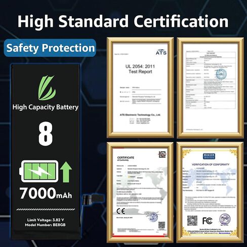 بطارية LL TRADER لهاتف iPhone 8، بطارية بديلة عالية السعة 7000 مللي أمبير في الساعة لهاتف iPhone 8، (A1863、A1905、A1906) مع مجموعة أدوات إصلاح كاملة 2025NEW in Kuwait