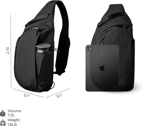 Alpaka Metro Crossbody الكتف الأيمن 7.5L - Crossbody Bag Men ، حقيبة الظهر حبال - تناسب 11 بوصة - كتف واحد مع سحاب YKK - جيب زجاجة ماء قابلة للتوسيع - غلاف الهاتف - أسود Axoflux 210d in Saudi Arabia