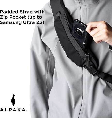 Alpaka Metro Crossbody الكتف الأيمن 7.5L - Crossbody Bag Men ، حقيبة الظهر حبال - تناسب 11 بوصة - كتف واحد مع سحاب YKK - جيب زجاجة ماء قابلة للتوسيع - غلاف الهاتف - أسود Axoflux 210d in Saudi Arabia