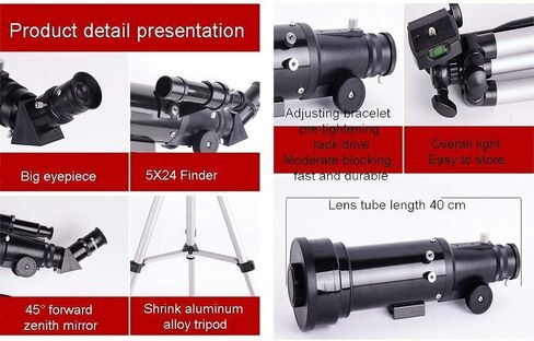 70mm Refractor Telescope for Adults and Kids - Beginner Astronomy Telescope with Tripod and Carrying Case in Saudi Arabia