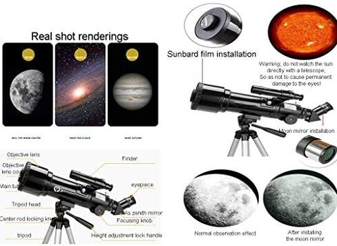 Children's 70mm Aperture Astronomical Telescope - Entry-Level 400mm AZ Mount Refractor (MJE319) in Saudi Arabia
