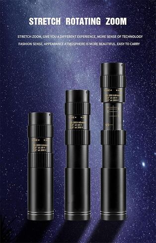 Professional 10-300X Zoom Monocular Telescope - HD 4K Portable Long Range Binoculars with Bak4 Prisms for Camping in Saudi Arabia