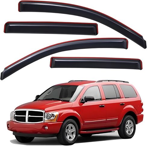 Lightronic Extra Deaning Outso Mount Auto Vent Window Revor ، Fits 2004-2009 Dodge Durango & 2007-2009 Chrysler Aspen ، واقي أمطار حماية الأشعة فوق البنفسجية ، وإقالة الرياح الأصلية ، و No-Rill ، و Dark Smoke ، و 4 Pcs in Saudi Arabia