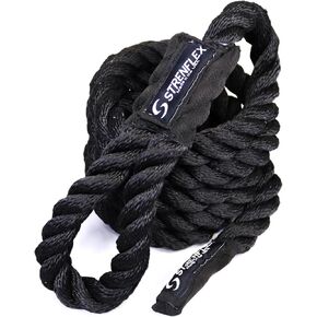 Climbing Rope for Fitness – Heavy Duty Black 3 Strand Poly-Dacron - Training Rope with Non-Slip Sewn Handles, 1.5 Inch Diameter, Gym Strength & Crossfit Workout Equipment (15') in Saudi Arabia