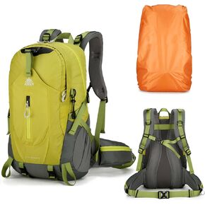 حقيبة ظهر للمشي لمسافات طويلة سعة 40 لترًا للرجال والنساء، خفيفة الوزن ومقاومة للماء وقابلة للتعبئة أثناء السفر والتخييم مع غطاء للمطر (أسود، 40 لتر) in Kuwait