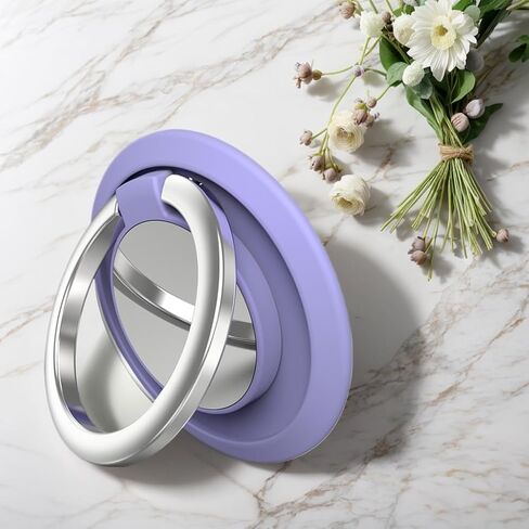 Magnetic Phone Ring Holder, Magnet Cell Phone Grip Stand Finger Ring Kickstand Two-Sided Magnetic Compatible with iPhone 16 Pro Max 15 14 13 12 Accessories and Most Smartphones (Grey) in Saudi Arabia