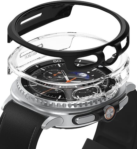 Ringke Slim [Anti-Yellowing Material / 2 Pack] Designed for Samsung Galaxy Watch 8 Classic Case (46mm), Lightweight Sturdy Solid Transparent Cover + Extra Color for Women, Men - Clear & Matte Black in Saudi Arabia