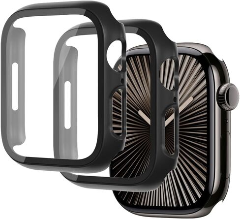 Case for Apple Watch Screen Protector 44mm 40mm 46mm 42mm 41mm 45mm 42mm 38mm Series 11 10 9 8 7 6 5 4 3 SE/2nd Generation,PC Hard Face Cover Tempered Glass+Bumper for iWatch Cover in Saudi Arabia