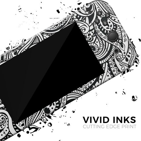 Design Skinz - Compatible with Nintendo Switch OLED Dock Only - Skin Decal Protective Scratch-Resistant Removable Vinyl Wrap Cover - Black and White Aztec Paisley in Kuwait