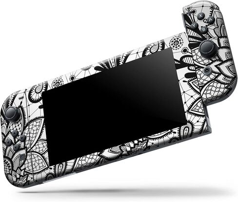 Design Skinz - Compatible with Nintendo Switch OLED Console Bundle - Skin Decal Protective Scratch-Resistant Removable Vinyl Wrap Cover - Black and White Geometric Floral in Kuwait