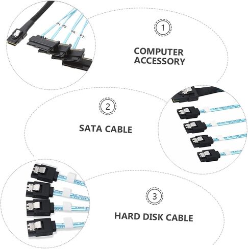 Mini 4 Cable 0.5m Adapter for Desktop Computers High-Speed SAS Compatible and HDDs Black in Kuwait