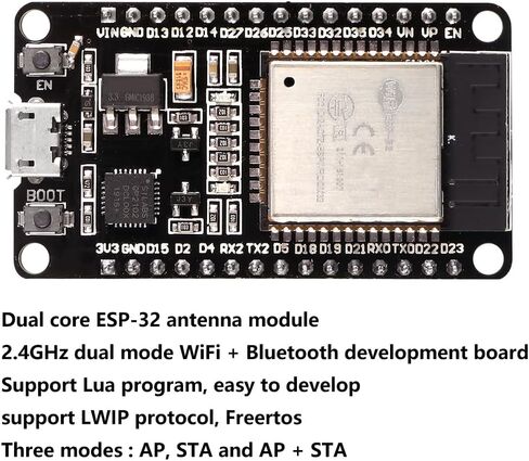 1PCS ESP32 Development Board ESP-32S WiFi ESP-WROOM-32 Microcontroller 2.4GHz Dual-Core WiFi Bluetooth Processor Integrated Chip CP2102 in Saudi Arabia