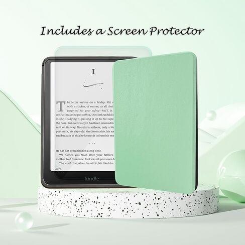 Case for Kindle Paperwhite 12th Generation & Kindle Colorsoft Signature Edition 7 Inch with Hand Strap(2024, Model SA568B SA569P), Silm Sleep Cover with a Screen Protector (Light Turquoise, 7 inch) in Saudi Arabia