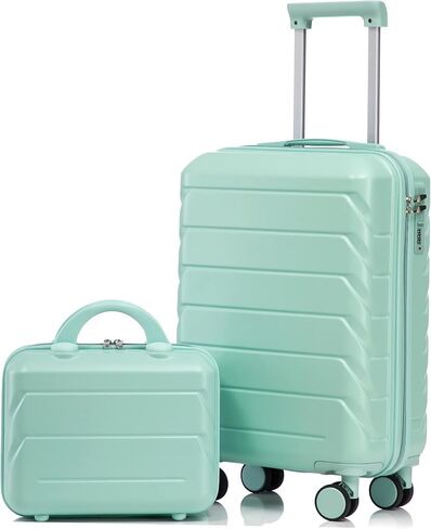 Merax 3 Pcs ABS Hardside Luggage Set Spinner Wheel Suitcase TSA Lock, Brown/Ivory, 20/24/28 Inch in Kuwait
