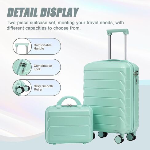 Merax 3 Pcs ABS Hardside Luggage Set Spinner Wheel Suitcase TSA Lock, Brown/Ivory, 20/24/28 Inch in Kuwait