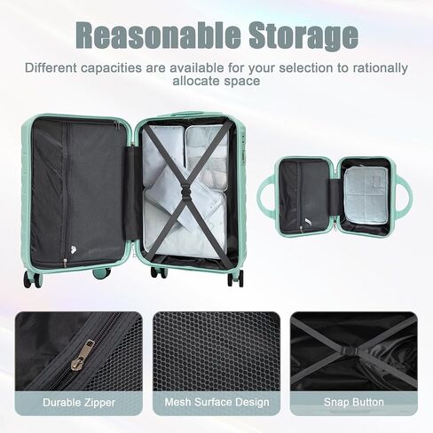 Merax 3 Pcs ABS Hardside Luggage Set Spinner Wheel Suitcase TSA Lock, Brown/Ivory, 20/24/28 Inch in Kuwait