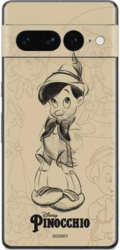 Skinit Decal Phone Skin Compatible with Google Pixel 7 Pro - Officially Licensed Disney Pinocchio Sketches Portrait Design in Saudi Arabia