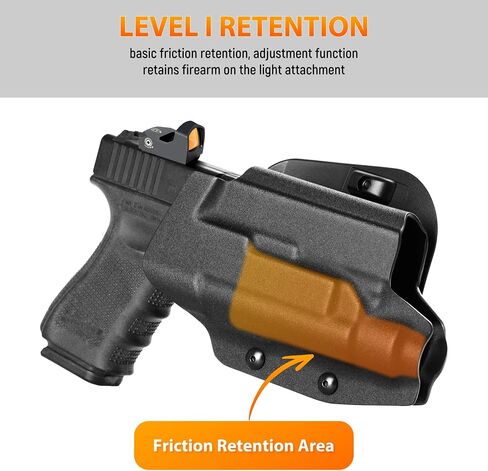 Kydex Light Bearing Holster for Glock 19 23 32 44 Gen1-4 with Streamlight TLR-1 HL, Also Fit Glock 17 22 31 Gen1-4 with Streamlight TLR1, Optic Cut Fit Red Dot Sight, Black in Kuwait