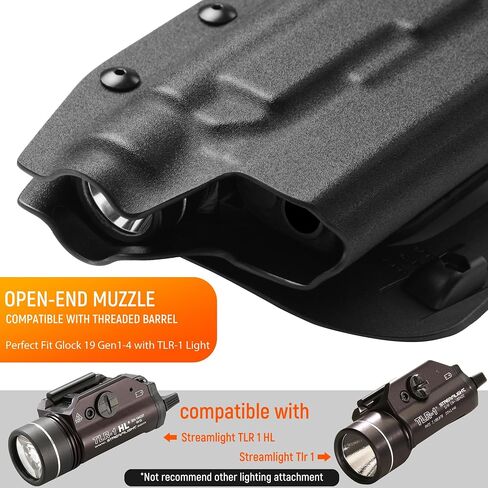 Kydex Light Bearing Holster for Glock 19 23 32 44 Gen1-4 with Streamlight TLR-1 HL, Also Fit Glock 17 22 31 Gen1-4 with Streamlight TLR1, Optic Cut Fit Red Dot Sight, Black in Kuwait