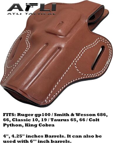 حافظة جلدية بإطار OWB K/L - حافظة جلدية GP100 - لـ Rgr GP100، Smith & Wesson 686 66، 10 19 Classic، Taurus 65 66، Colt Python، King Cobra Pistols - 357 Magnum 4 بوصة حافظات أسطوانية in Kuwait