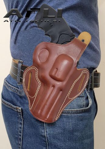 حافظة جلدية بإطار OWB K/L - حافظة جلدية GP100 - لـ Rgr GP100، Smith & Wesson 686 66، 10 19 Classic، Taurus 65 66، Colt Python، King Cobra Pistols - 357 Magnum 4 بوصة حافظات أسطوانية in Kuwait