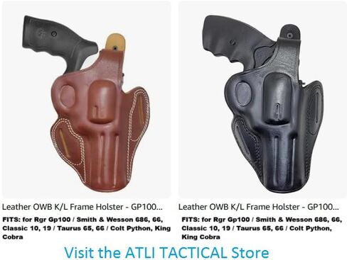 حافظة جلدية بإطار OWB K/L - حافظة جلدية GP100 - لـ Rgr GP100، Smith & Wesson 686 66، 10 19 Classic، Taurus 65 66، Colt Python، King Cobra Pistols - 357 Magnum 4 بوصة حافظات أسطوانية in Kuwait