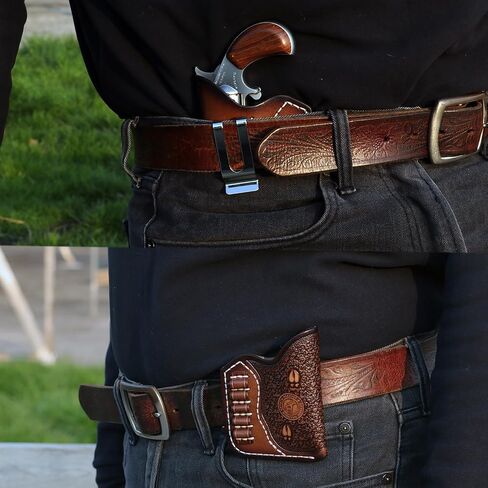 TOURBON Leather Pocket Pistol Holster for a 2.5-inch Barrel NAA Mini 22LR, Clip on Gun Pouch with Ammo Holder in Saudi Arabia