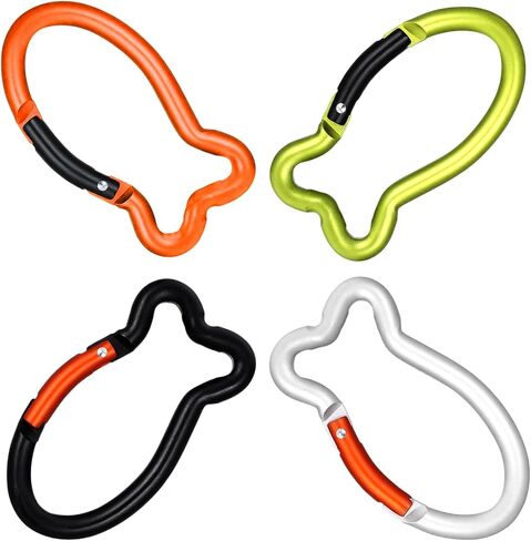 4 Pcs Fish Carabiner Keychain Clips Mini Carabiner 3 inch Aluminum Fish Shape Keychain Clips, Quick Release Auto Locking Spring Loaded, Durable Key Chain for Camping Hiking Traveling in Saudi Arabia