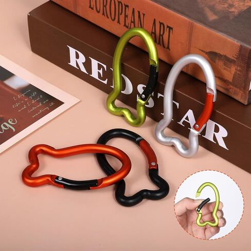 4 Pcs Fish Carabiner Keychain Clips Mini Carabiner 3 inch Aluminum Fish Shape Keychain Clips, Quick Release Auto Locking Spring Loaded, Durable Key Chain for Camping Hiking Traveling in Saudi Arabia