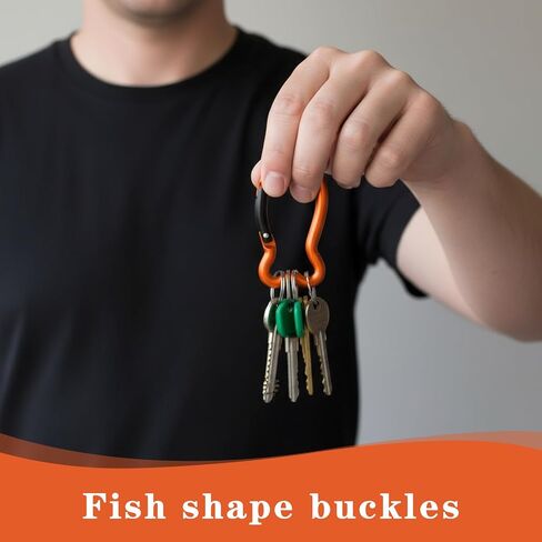 4 Pcs Fish Carabiner Keychain Clips Mini Carabiner 3 inch Aluminum Fish Shape Keychain Clips, Quick Release Auto Locking Spring Loaded, Durable Key Chain for Camping Hiking Traveling in Saudi Arabia
