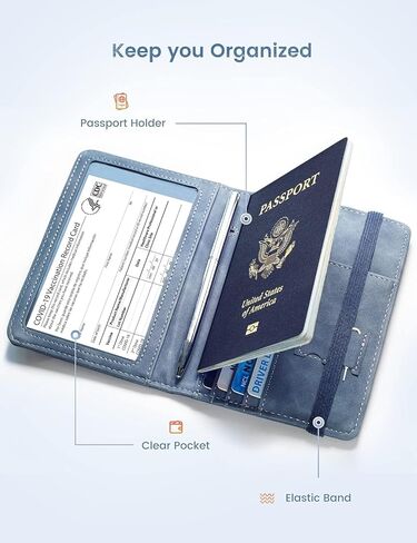Mymazn Black Passport Holder Passport Wallet with Clear Pocket Passport and Vaccine Card Holder Combo Passport Cover Passport Case with RFID Blocking Clear Pocket for Vaccine Card (black) in Kuwait
