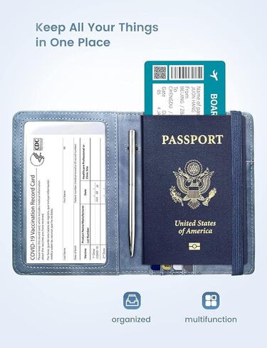 Mymazn Black Passport Holder Passport Wallet with Clear Pocket Passport and Vaccine Card Holder Combo Passport Cover Passport Case with RFID Blocking Clear Pocket for Vaccine Card (black) in Kuwait