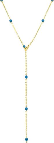S.J JEWELRY للسيدات مصنوع يدويًا CZ بسيط ورقيق مطلي بالذهب عيار 14 قيراط/مطلي بالذهب الوردي/مطلي بالفضة قلادة لاريا بسيطة قابلة للتعديل على شكل حرف Y in Saudi Arabia