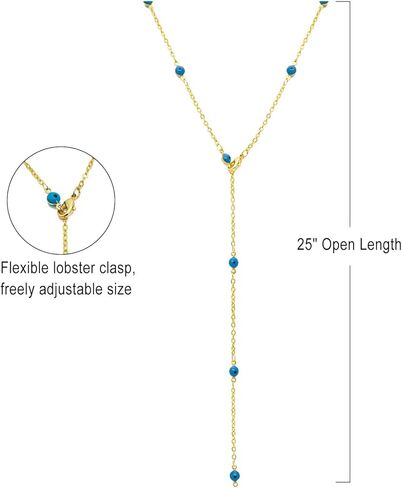 S.J JEWELRY للسيدات مصنوع يدويًا CZ بسيط ورقيق مطلي بالذهب عيار 14 قيراط/مطلي بالذهب الوردي/مطلي بالفضة قلادة لاريا بسيطة قابلة للتعديل على شكل حرف Y in Saudi Arabia