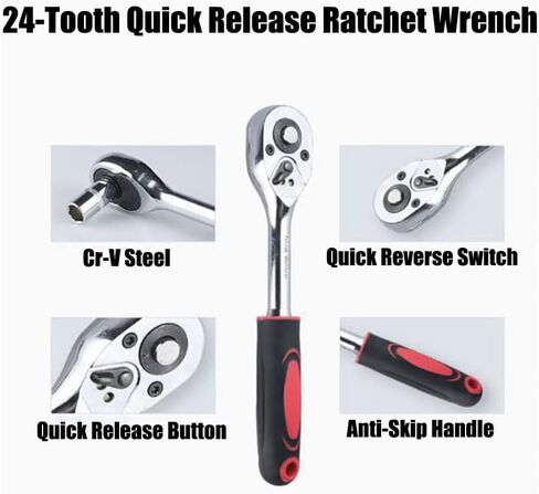 1/4 "مجموعة مفاتيح مفتاح راتشيت ، مجموعة أدوات ميكانيكي ومقابس مع مقبض Ratchet سريع القابل للانعكاس وشريط التمديد ، 12 جهاز كمبيوتر الشخصي in Saudi Arabia