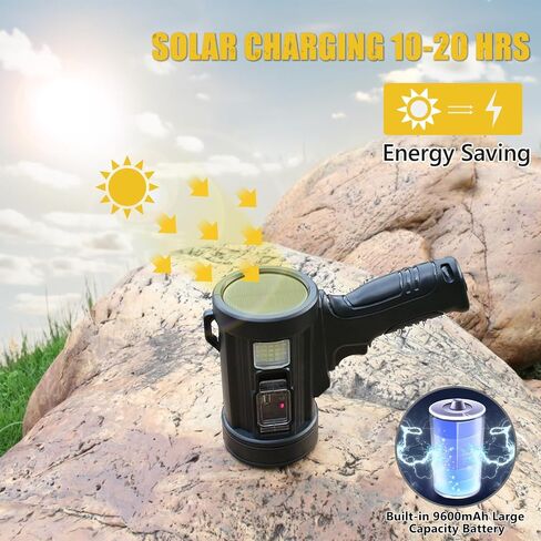 Spotlight 100000 Lumens, 6 Modes Led Rechargeable Spotlight Flashlight As Seen on TV with Tripod, Color Filters, Super Bright Solar Spot Lights Outdoor Handheld for Hunting, Boating, Camping in Saudi Arabia