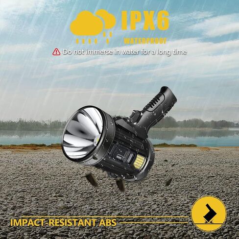 Spotlight 100000 Lumens, 6 Modes Led Rechargeable Spotlight Flashlight As Seen on TV with Tripod, Color Filters, Super Bright Solar Spot Lights Outdoor Handheld for Hunting, Boating, Camping in Saudi Arabia