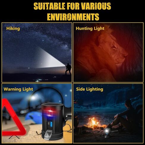 Spotlight 100000 Lumens, 6 Modes Led Rechargeable Spotlight Flashlight As Seen on TV with Tripod, Color Filters, Super Bright Solar Spot Lights Outdoor Handheld for Hunting, Boating, Camping in Saudi Arabia