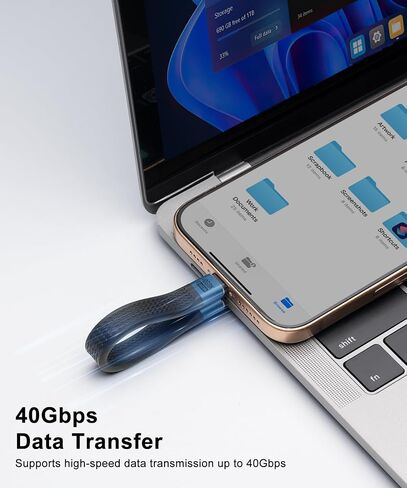 USB-C ذكر إلى ذكر OTG USB4 متوافق مع Thunderbolt 4/3 - يدعم شحن يصل إلى 240 وات، ونقل بيانات 40 جيجابت في الثانية وفيديو 8K@60 هرتز in Kuwait