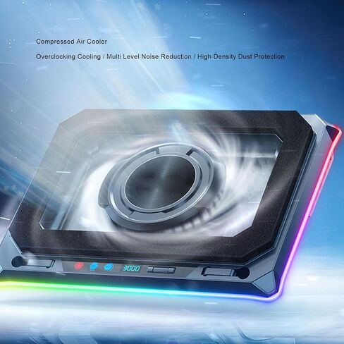 قاعدة تبريد للكمبيوتر المحمول للألعاب RGB، مروحة صناعية مع 7 ألوان و10 أوضاع إضاءة و5 ارتفاعات و4 منافذ USB لأجهزة الكمبيوتر المحمولة مقاس 15.6 إلى 19 بوصة in Saudi Arabia