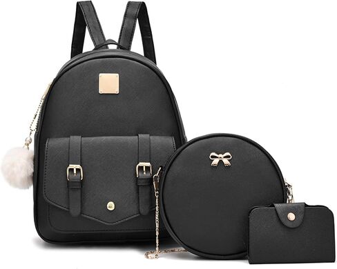 I IHAYNER Mini Backpack Purse for Teen Girls 3-PCS Fashion Backpack Cute Travel Daypacks Women Pompom Backpack Shoulder Bag in Kuwait