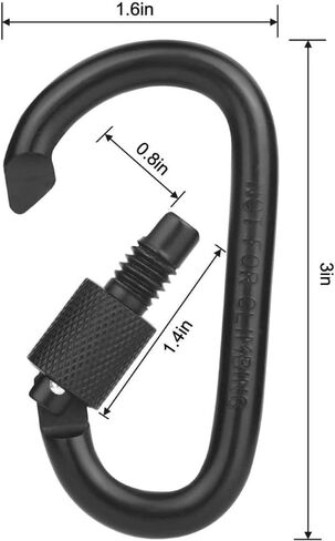 Locking Carabiner Clip,3 Inch D Ring Clips Spring Snap Key Chain Hook Screw Gate Aluminum Carabiners for Outdoor Travel Camping Fishing Hiking Backpack in Saudi Arabia