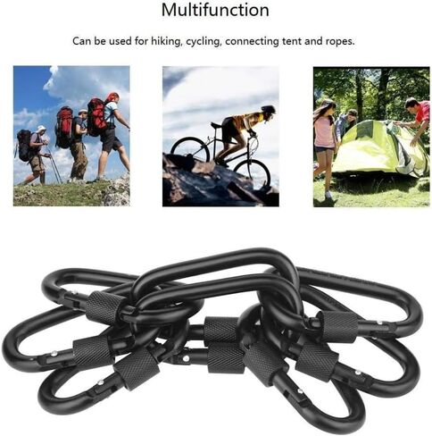 Locking Carabiner Clip,3 Inch D Ring Clips Spring Snap Key Chain Hook Screw Gate Aluminum Carabiners for Outdoor Travel Camping Fishing Hiking Backpack in Saudi Arabia