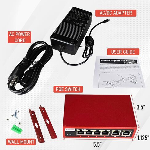 4 Port Unmanaged 802.3bt POE++ Extreme Power Gigabit POE Switch, 90 Watts on Each Port, 250 Total Watts Budget, 2 Additional Uplinks, 10/100/1000, UL Listed TAA Compliant in Kuwait